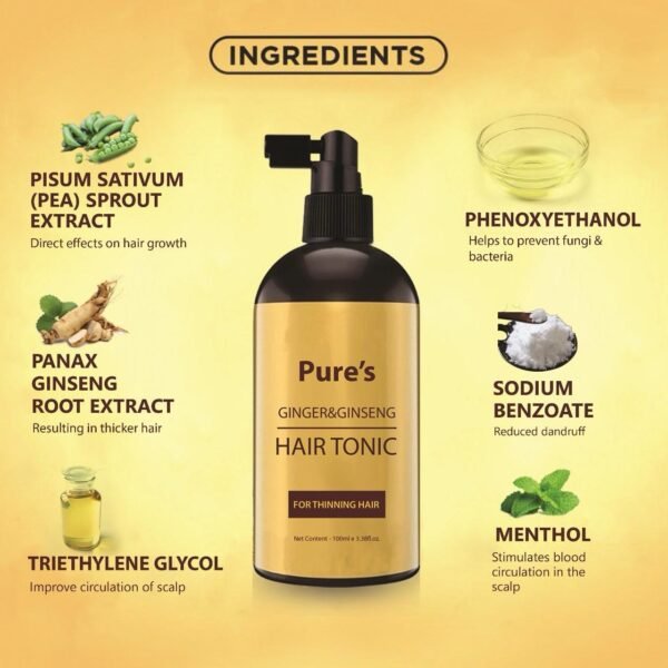 Pure’s Hair Tonic Ginger&Ginseng Organic Haircare hair loss product Koko Shampoo Conditioner Clean - Image 3