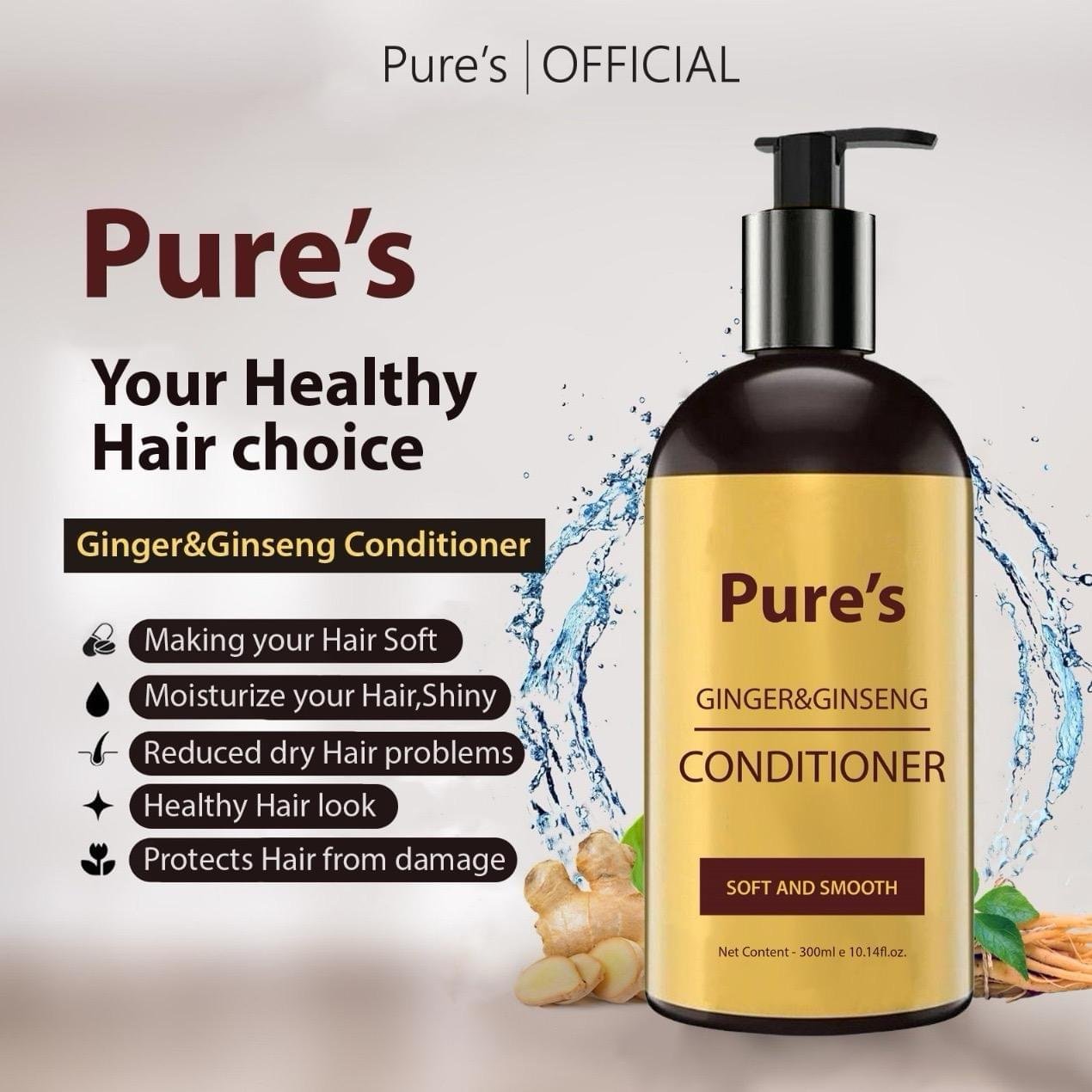 Pure's Shampoo Ginger&Ginseng Organic Haircare